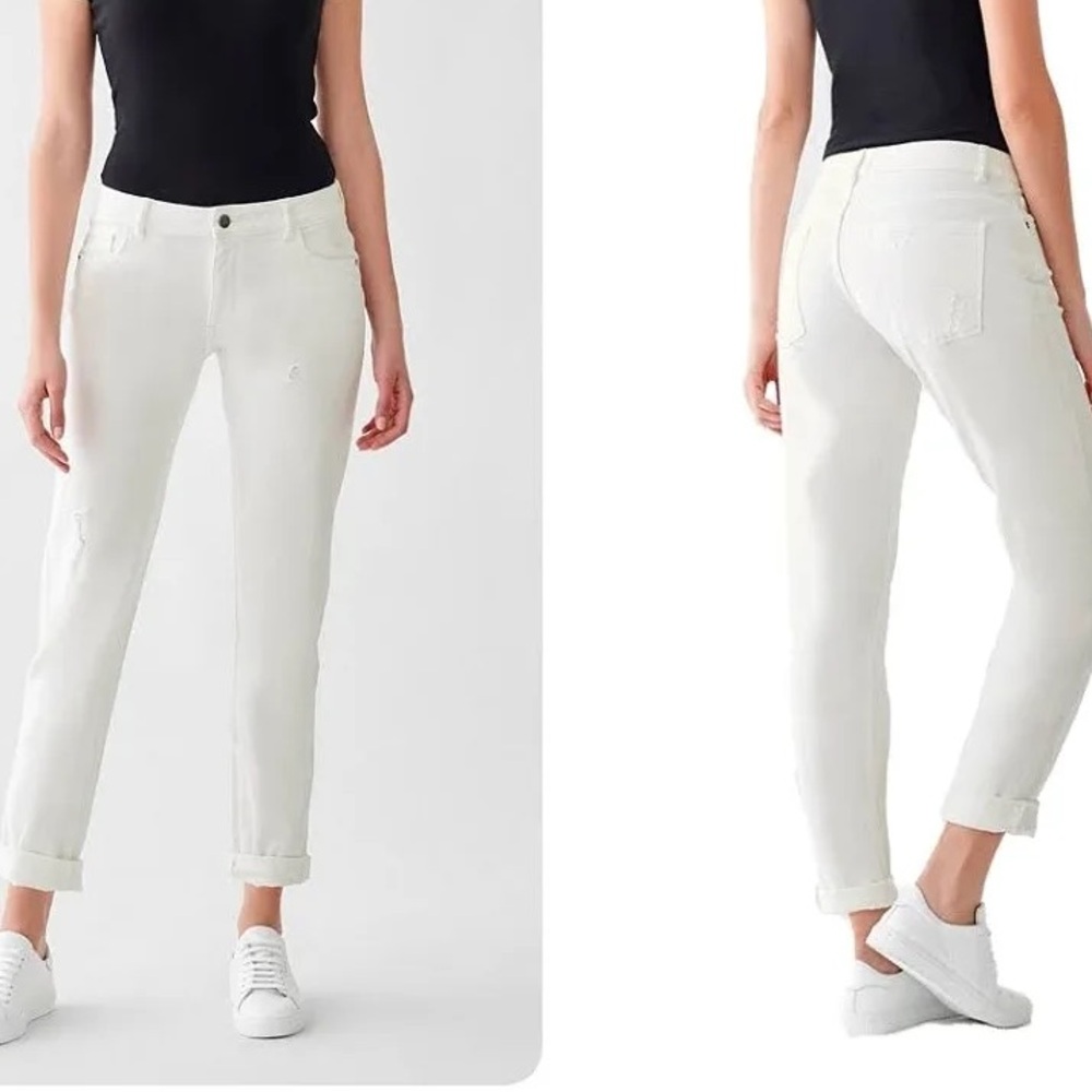 DL1961 Riley Straight Boyfriend White Jeans Women's 29